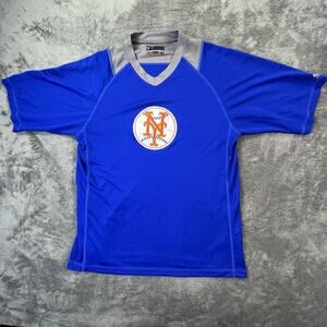New York Mets Shirt Large True Fan Embroidered Logo Short Sleeve Genuine Merch